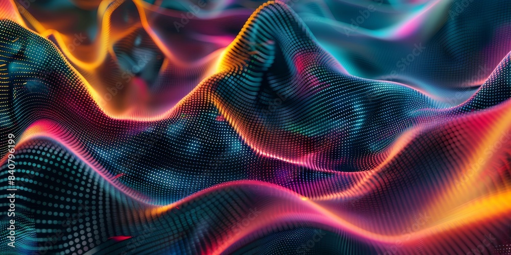 Poster dynamic gradient background with abstract patterns, illustrating the fusion of modern digital design