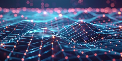 Abstract technology background with a focus on digital networks and grid patterns, highlighting the essence of modern tech innovation