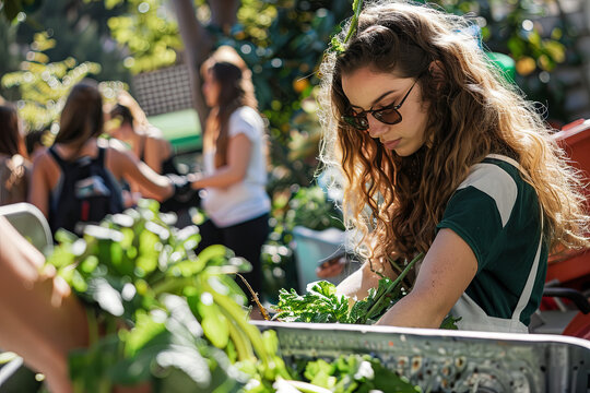 Activists showcasing zero-waste practices, inspiring sustainable living