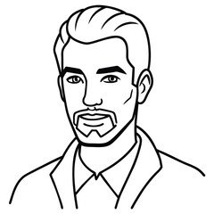 Stylish Vector Portrait of a Man with Beard and Mustache in Suit