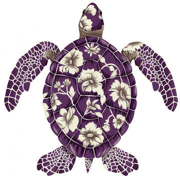 Toile purple and white turtle isolated on white