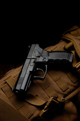 Air gun. Modern pneumatic weapon for air soft, sports and entertainment. A dummy, a copy of a real...