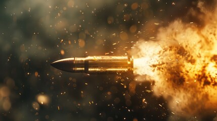 Fototapeta premium Flight of a bullet. Close up. AI generated.