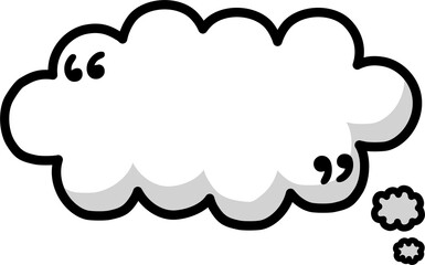 Black and white color speech bubble balloon with quotation marks, icon sticker memo keyword planner text box banner, flat png transparent element design