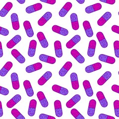 Medicine pills seamless cartoon doctors care pattern for wrapping paper