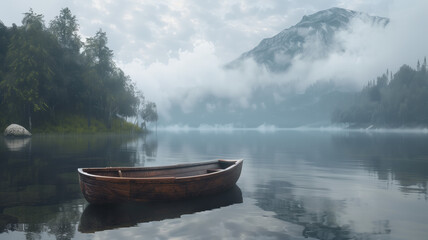 Fototapeta premium boat on the lake AI Generated 