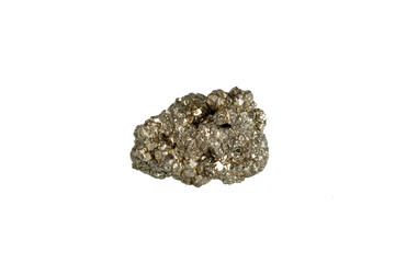 pyrite mineral stone macro on white background