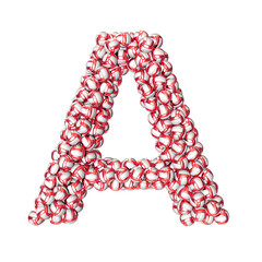 Symbol made of red volleyballs. letter a
