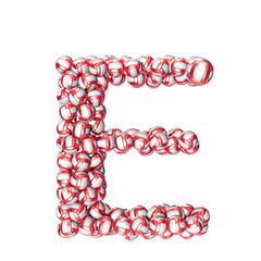 Symbol made of red volleyballs. letter e
