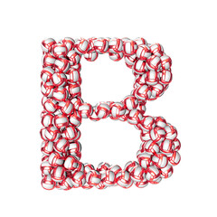 Symbol made of red volleyballs. letter b