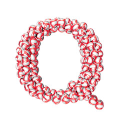 Symbol made of red volleyballs. letter q
