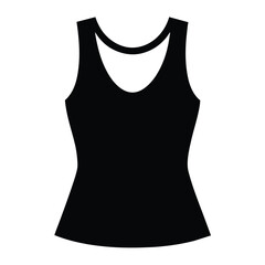 stylish ladies sleeveless mockup vector silhouette, white background