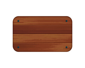 Vector realistic dark brown wooden rectangle plaque. Wood texture signboard isolated on white background. 3d empty aged wooden frame for game sign, natural timber banner, menu, vintage message.