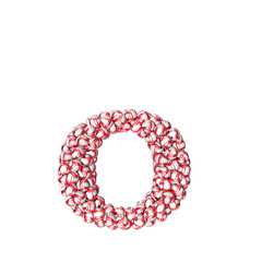 Symbol made of red volleyballs. letter o