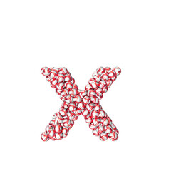 Symbol made of red volleyballs. letter x