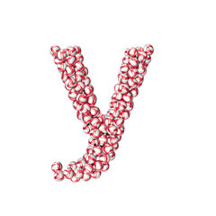 Symbol made of red volleyballs. letter y
