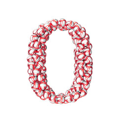 Symbol made of red volleyballs. number 0