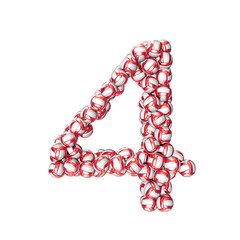 Symbol made of red volleyballs. number 4