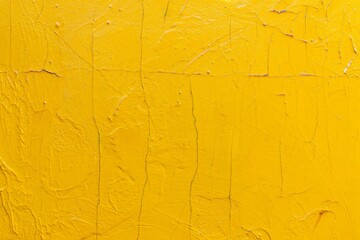 Vibrant yellow wall with a textured, cracked surface, adding character and history to the bold color