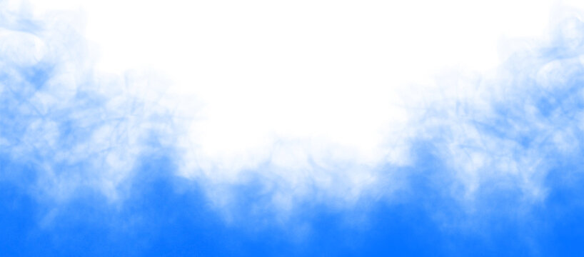 Blue smoke isolated on transparent white background