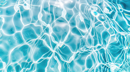 Clear water in swimming pool with ripple in clean aqua liquid. Summer wallpaper blue background and reflection of sunlight on water surface.