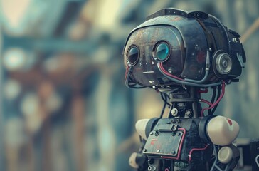 Female android with cybernetic enhancements