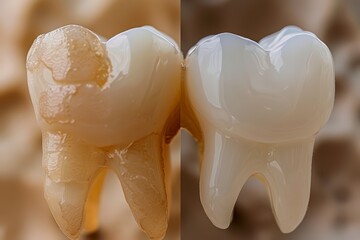 Before and After Dental Sealant Application on Molar Tooth - Dental Health and Care
