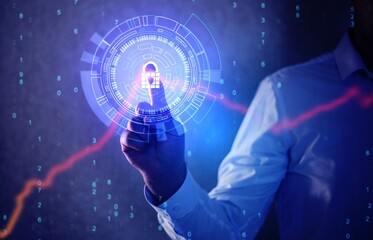 Internet security and data protection concept. Cyber security and online data protection on...