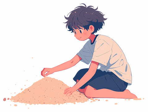 recommend clip art: boy building a sand castle