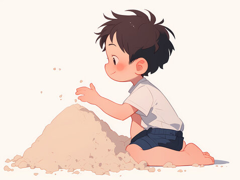 recommend clip art: boy building a sand castle