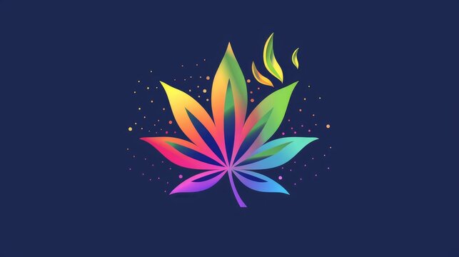 Embrace the concept of legalizing drug consumption with a vibrant logo featuring a marijuana leaf symbolizing medical cannabis hemp extract CBD and ganja aligned in a horizontal design