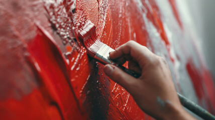 Close-up shot of a paintbrush or roller in action capturing.