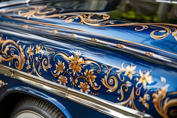 Custom Car Paint Job with Intricate Designs for High-Quality Finish and Detail Emphasis