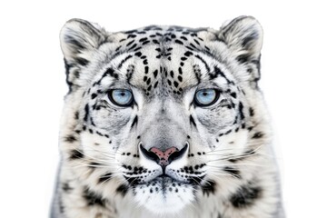 Fototapeta premium Face portrait of snow leopard - Irbis (Panthera uncia) isolated on white background