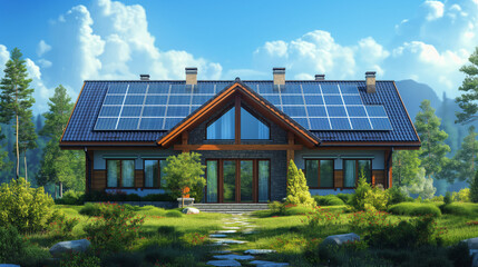 Obraz premium solar panels on the roof