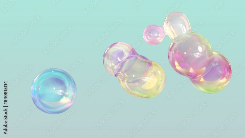 Poster metaball animation of morphing liquid blobs. background of 3d abstract colorful metaballs. in ultra 