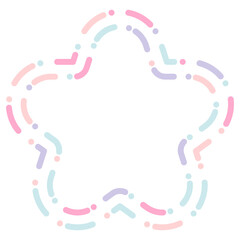 Pastel star, irregular dash shape. Vector illustration.	
