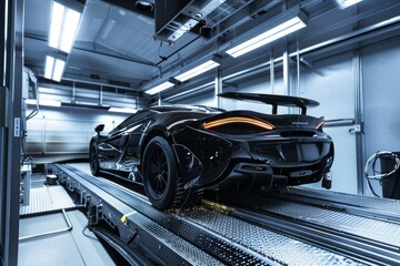High-Performance Sports Car Testing on Dyno Machine for Maximum Power and Efficiency