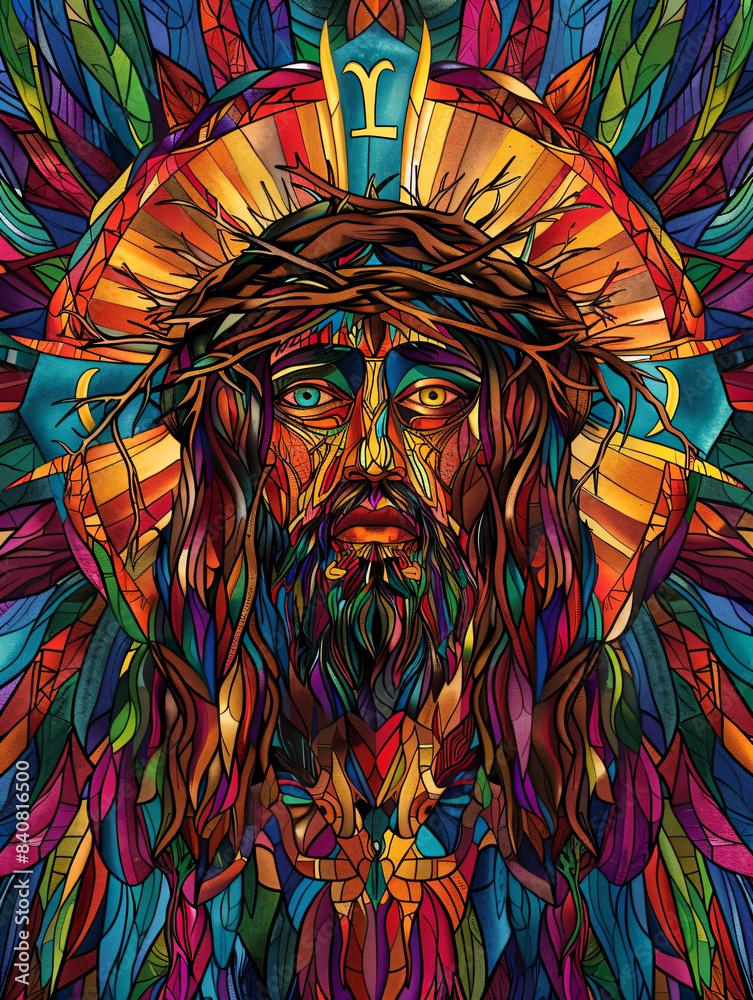 Canvas Prints Stained Glass Jesus