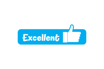 A blue sign with a thumbs up icon and the word "Excellent" written in white capital letters in the center.