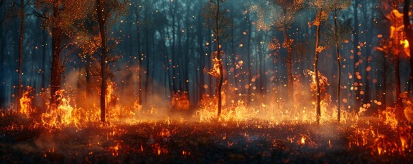 3D fire in the forest.