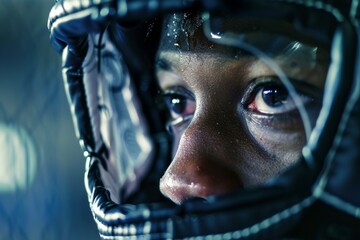 Focused Professional Boxer Wearing a Custom Fitted Mouthguard in the Boxing Ring