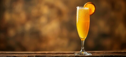 Mimosa Cocktail from restaurant bar food photography. Popular Cocktail Mimosa. Cocktail Mimosa Images texture banner postcard horizontal.