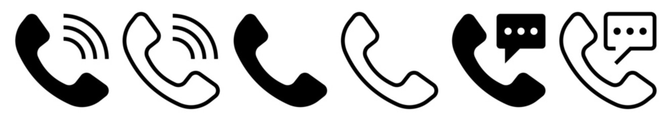 Phone icon set. Contact us. Telephone call sign, communication. Telephone symbol. Icon telephone call. Vector illustration.