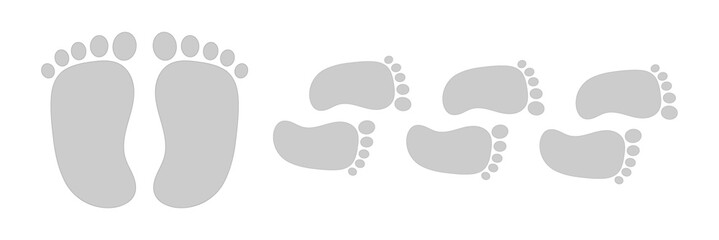 Foot prints vector, icon, silhouette on white background. Human footprint icon, vector. Foot print flat icons, logo.