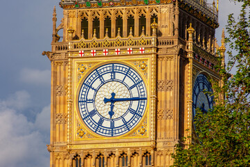 Big Ben clock of Elizabeth tower, London, UK