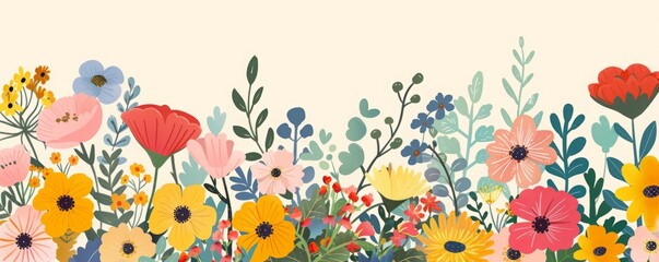 flat illustration flower frame.