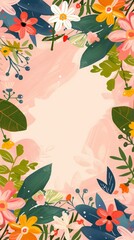 flat illustration flower frame.