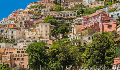 Vacation in Italy. Touristic places, enjoying vacation sun and views. Inspiration Positano, Amalfi coast