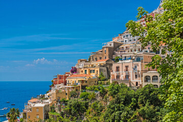 Vacation in Italy. Touristic places, enjoying vacation sun and views. Inspiration Positano, Amalfi...